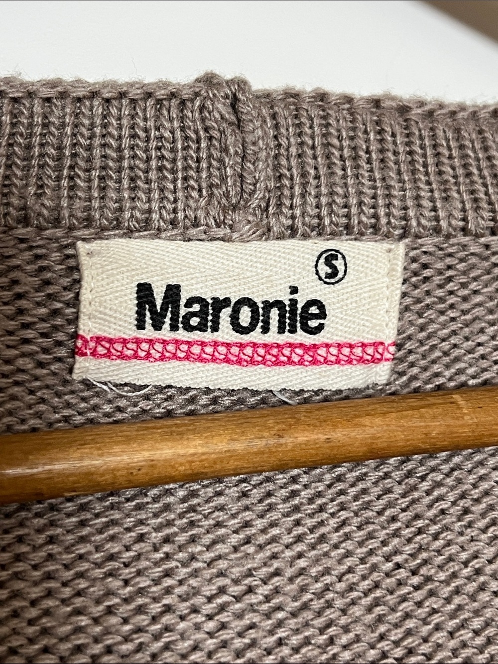 Maronie Hooded Open-Front Knit Cardigan Wool Blend Taupe Brown Small - Picture 2 of 6